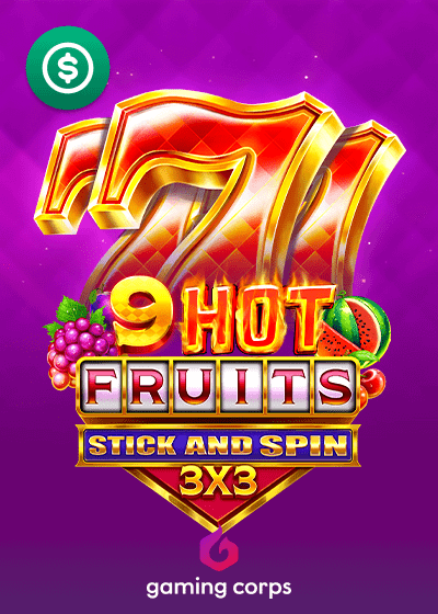 9 Hot Fruits Stick and Spin 3x3